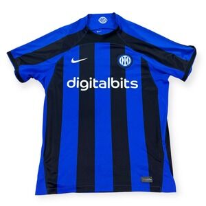 Inter Milan Nike Jersey Men's Large Blue Soccer Dri-Fit Digitalbits Home Kit